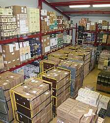 Parcel container ready for DHL mail collection