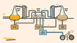 Distillery with a wash still and a spirit still